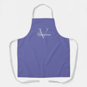 Aangepaste monogram letter/naam Periwinkle Apron Schort (Voorkant)