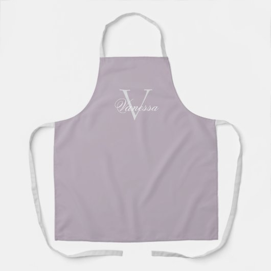 Aangepaste monogram Letter/Name Lavender Apron Schort (Voorkant)
