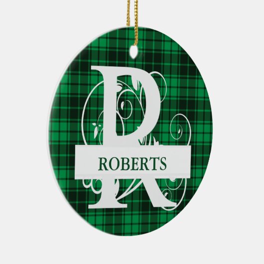 Aangepaste monogram letter R Groene spelachtergron Keramisch Ornament (Rechts)