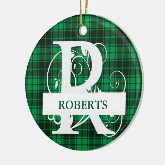 Aangepaste monogram letter R Groene spelachtergron Keramisch Ornament (Links)