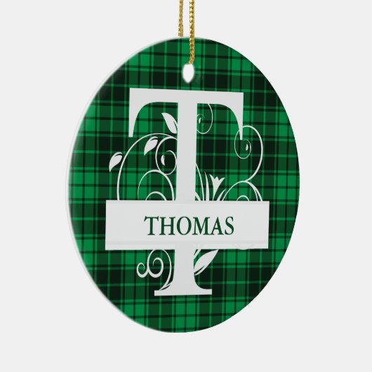 Aangepaste monogram Letter T Groene spelachtergron Keramisch Ornament (Rechts)