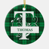 Aangepaste monogram Letter T Groene spelachtergron Keramisch Ornament (Voorkant)