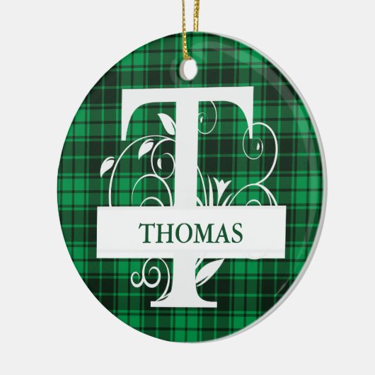 Aangepaste monogram Letter T Groene spelachtergron Keramisch Ornament (Links)