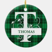 Aangepaste monogram Letter T Groene spelachtergron Keramisch Ornament (Achterkant)