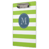 Aangepaste Monogram Lime Green en Navy Bold Stripe Klembord (Links)