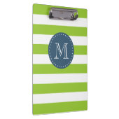 Aangepaste Monogram Lime Green en Navy Bold Stripe Klembord (Rechts)