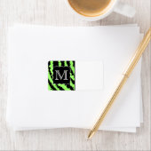 Aangepaste Monogram Lime Groen en Zwart Zebra Patr Etiket (Insitu)