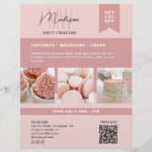 Aangepaste Monogram Logo Bakkerij Roze Flyer (Voorkant)
