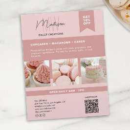 Aangepaste Monogram Logo Bakkerij Roze Flyer