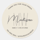 Aangepaste Monogram Logo Bakkerij Sticker (Voorkant)
