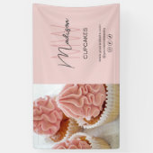 Aangepaste Monogram Logo Foto Roze Bakkerij Busine Spandoek (Verticaal)