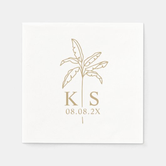 Aangepaste monogram Logo palmboom Napkins Servet (Voorkant)