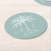 Aangepaste monogram Logo palmboom Ronde Kartonnen Onderzetter (Gebogen)