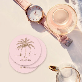 Aangepaste monogram Logo palmboom Ronde Kartonnen Onderzetter