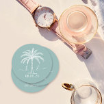 Aangepaste monogram Logo palmboom Ronde Kartonnen Onderzetter<br><div class="desc">Mooie en elegante huwelijksuitnodiging Vier liefde in zijn puurste vorm met uitnodigingen die de elegantie van uw unie weerspiegelen. Bestel vandaag nog uw elegante bruiloft uitnodigingen en zet het podium voor een feest dat net zo tijdloos is als uw liefde. Of u nu de knoop doorhakt in uw woonplaats of...</div>