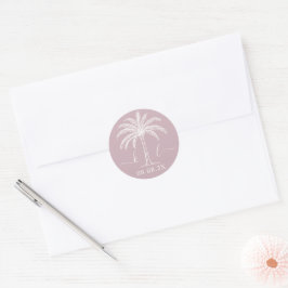 Aangepaste monogram Logo palmboom Ronde Sticker