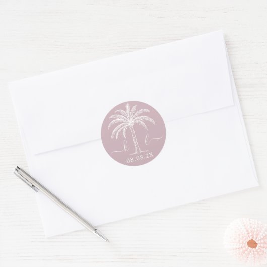 Aangepaste monogram Logo palmboom Ronde Sticker (Envelop)