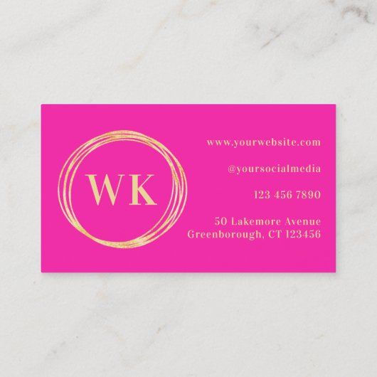 Aangepaste Monogram Logo Roze Goud Visitekaartje (Achterkant)