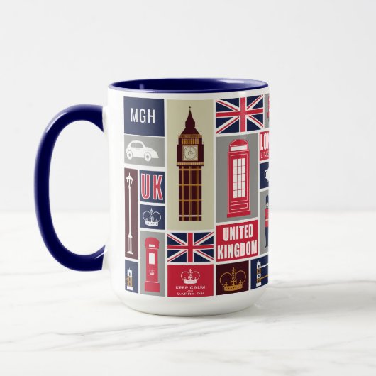 Aangepaste Monogram London UK Pictogrammen Mok (Links)