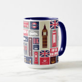Aangepaste Monogram London UK Pictogrammen Mok (Voorkant rechts)