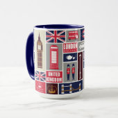 Aangepaste Monogram London UK Pictogrammen Mok (Voorkant links)