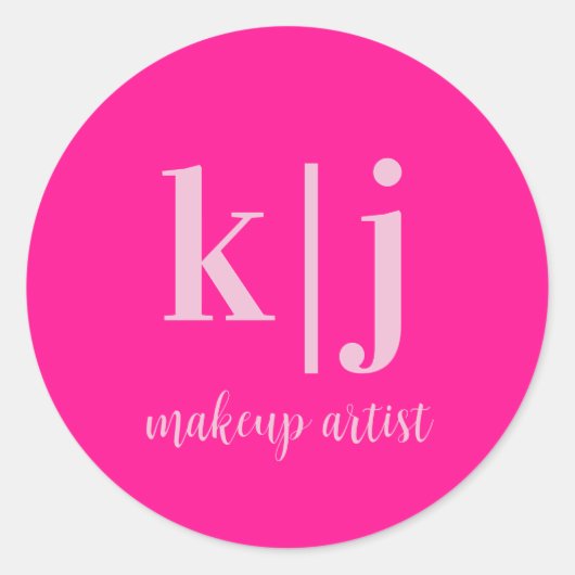 Aangepaste Monogram Make-up Artiest Bedrijf Ronde Sticker (Voorkant)