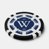 Aangepaste Monogram Marine Blauw en Wit Poker Chip (Enkel)