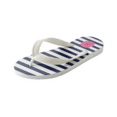 Aangepaste monogram  marine blauwe strepen kinder teenslippers (Schuin)