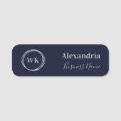 Aangepaste Monogram Marine Silver werknemer Naamplaatje (Voorkant)