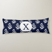 Aangepaste monogram marineblauw anker lichaamskussen (Achterkant)