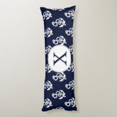 Aangepaste monogram marineblauw anker lichaamskussen (Achterkant (Verticaal))