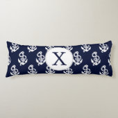 Aangepaste monogram marineblauw anker lichaamskussen (Voorkant)