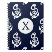 Aangepaste monogram marineblauw anker notitieboek (Voorkant)