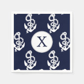 Aangepaste monogram marineblauw anker servetten (Voorkant)