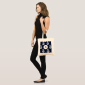 Aangepaste monogram marineblauw anker tote bag (Voorkant (model))