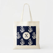Aangepaste monogram marineblauw anker tote bag (Voorkant)