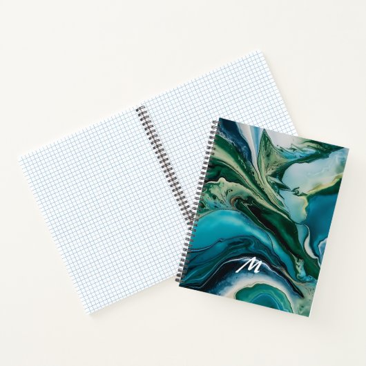 Aangepaste monogram marmeren hars notitieboek (Binnen)