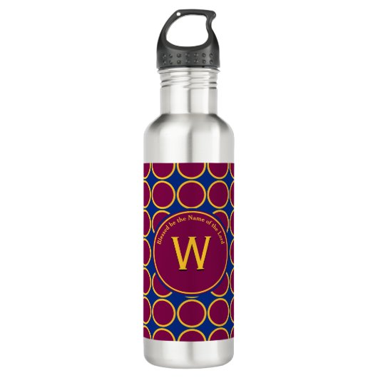 Aangepaste Monogram maroon CIRCLES Waterfles (Voorkant)