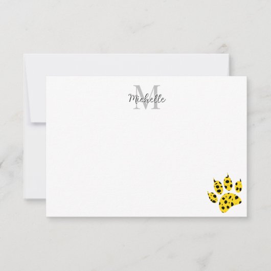 Aangepaste monogram met cheeta-pootafdruk bedankkaart (Voorkant)