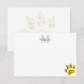 Aangepaste monogram met cheeta-pootafdruk bedankkaart (Voorkant / Achterkant)