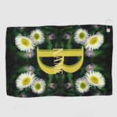 Aangepaste monogram met je eerste naam Madeliefje Golfhanddoek (Horizontaal)