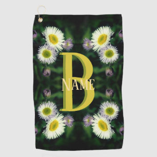 Aangepaste monogram met je eerste naam Madeliefje  Golfhanddoek