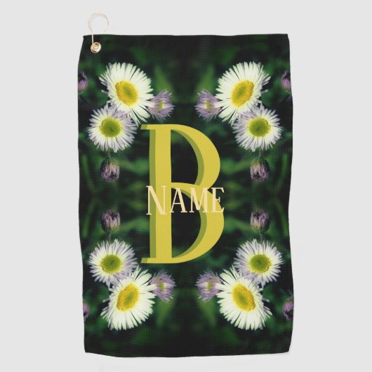 Aangepaste monogram met je eerste naam Madeliefje Golfhanddoek (Voorkant)