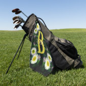 Aangepaste monogram met je eerste naam Madeliefje Golfhanddoek (Groen)