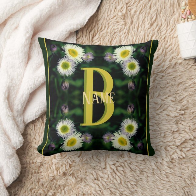 Aangepaste monogram met je eerste naam Madeliefje  Kussen (Deken)