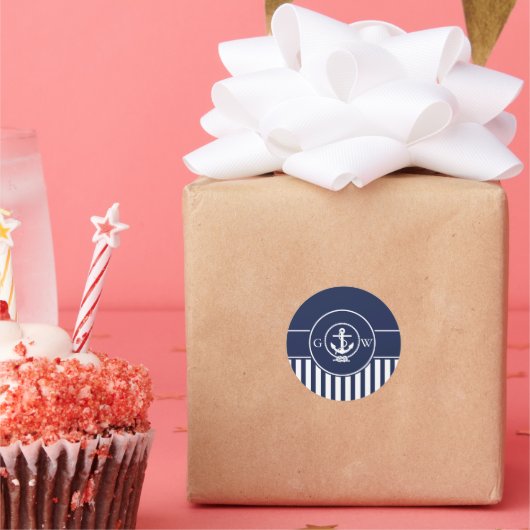 Aangepaste monogram met maatverdeling voor autisch ronde sticker (Feest)