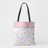 Aangepaste Monogram met Pastelbotanische grillen Tote Bag (Voorkant)