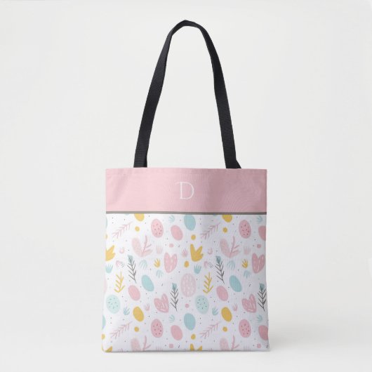 Aangepaste Monogram met Pastelbotanische grillen Tote Bag (Voorkant)