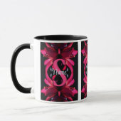 Aangepaste monogram met uw eerste naam lelie bloem mok (Links)