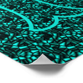 Aangepaste Monogram Met Uw Initiële Naam Turquoise Poster (Hoek)
